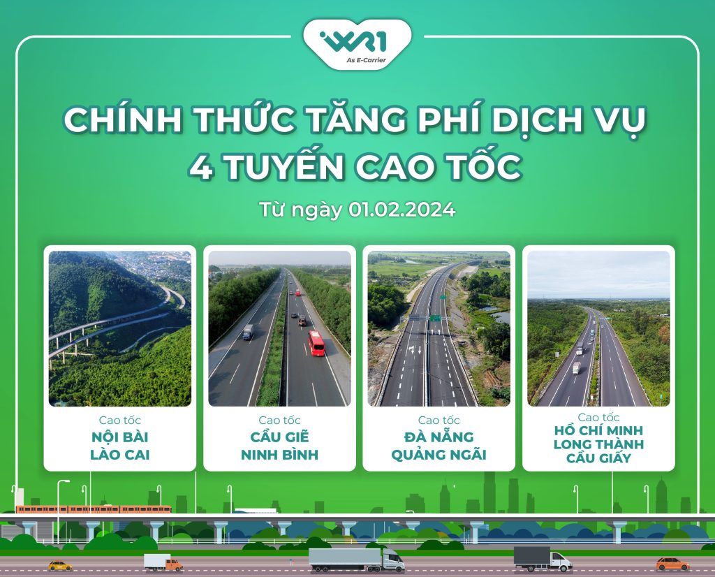 Chính thức tăng phí dịch vụ 4 tuyến cao tốc từ ngày 01/02/2024