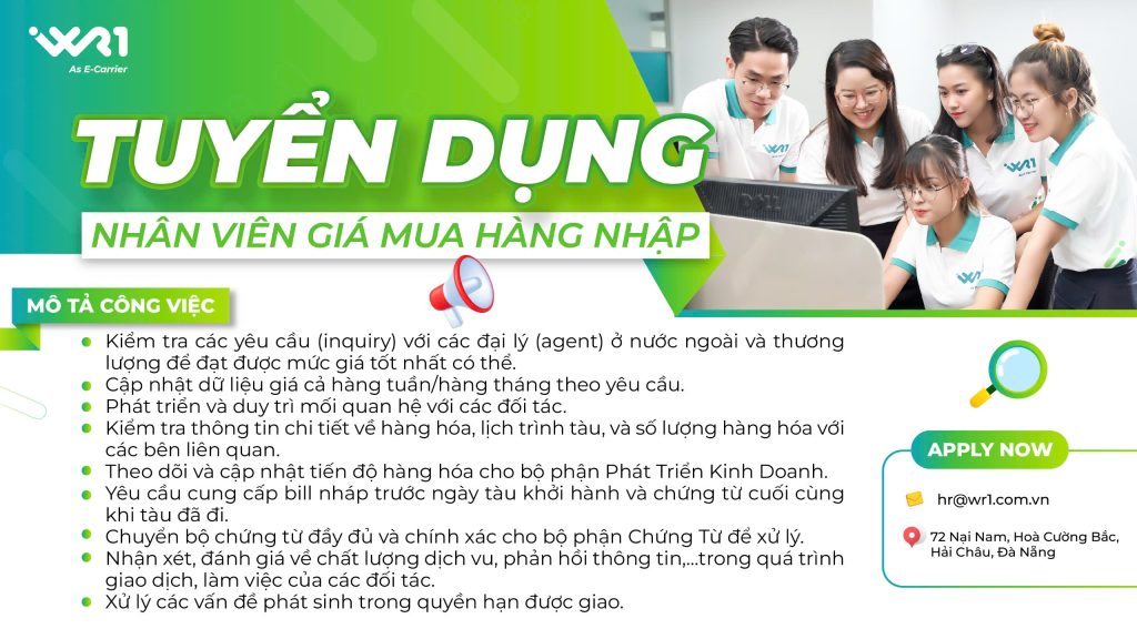 WR1 Tuyển dụng Nhân viên Giá mua hàng nhập