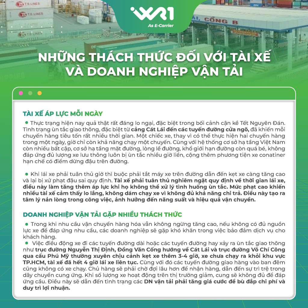 Những thách thức đối với tài xế và doanh nghiệp vận tải